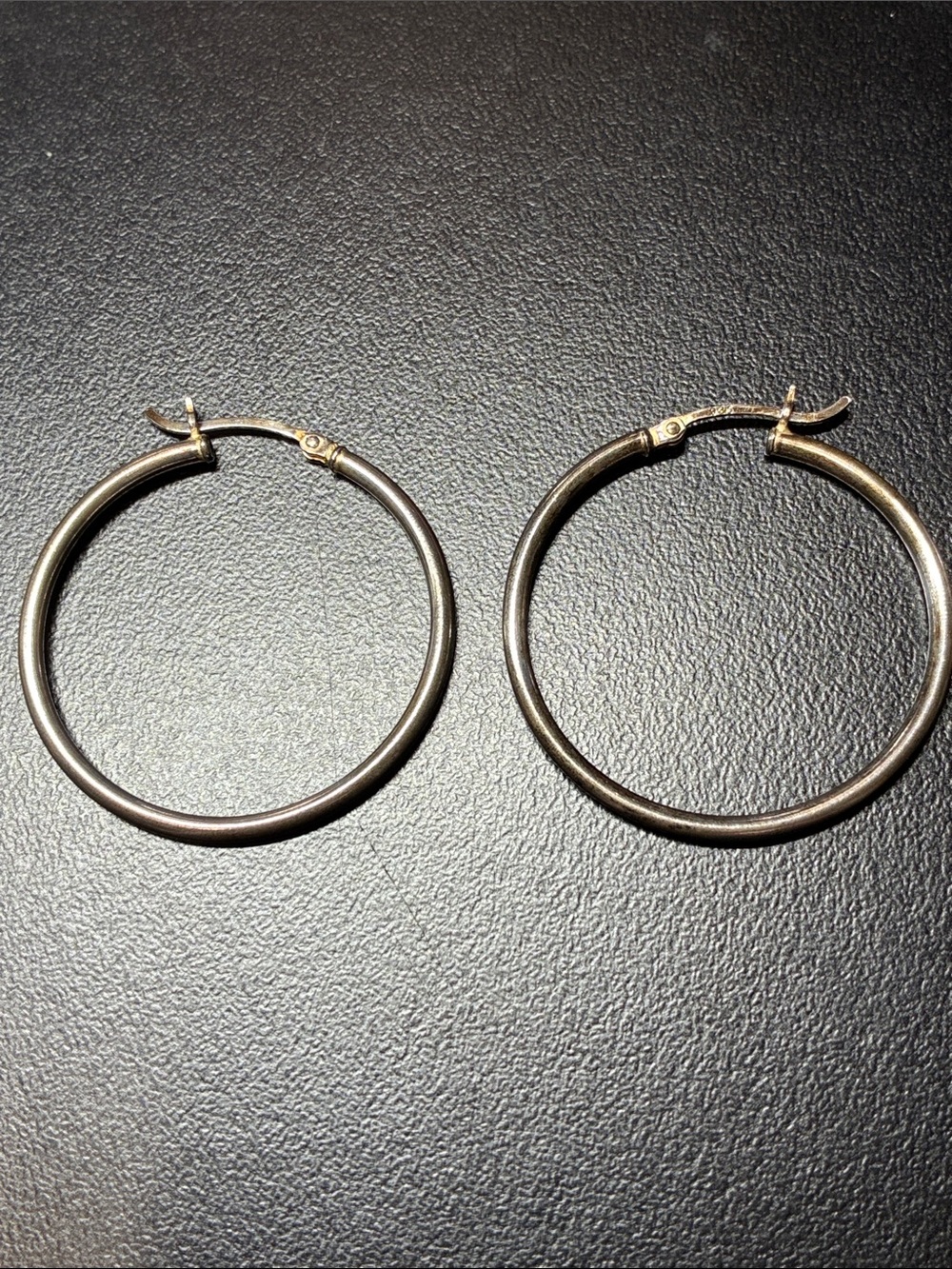 Classic 1 3/8” x 2mm Sterling silver Hoop Earrings - Unbranded